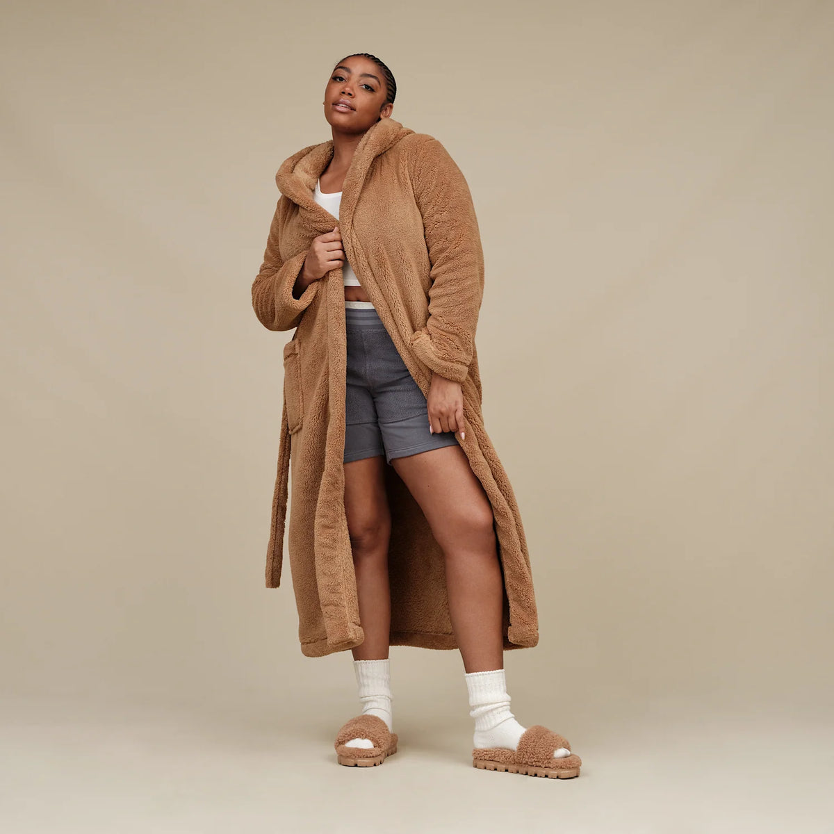 Overkicks - UGG Cozetta Curly Slide Chestnut (Womens) (1130838-CHE) - detalle talon