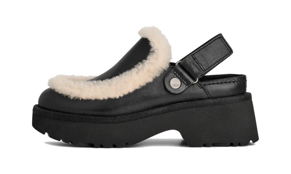 Overkicks - UGG Esmee Leather Clog Black (Womens) (1171507-BLK) - vista lateral