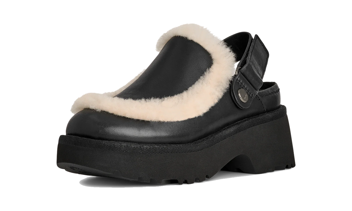 Overkicks - UGG Esmee Leather Clog Black (Womens) (1171507-BLK) - vista trasera