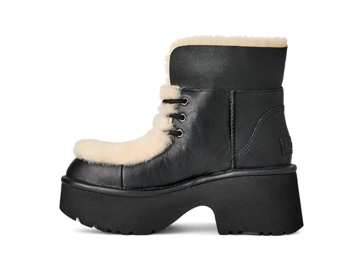 Overkicks - UGG Esmee Leather Lace Up Boot Black (Womens) (1176110-BLK) - par completo