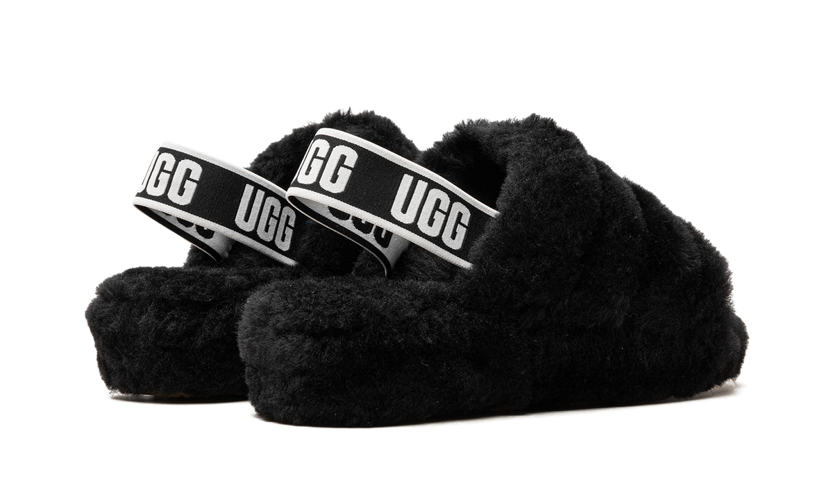 Overkicks - UGG Fluff Yeah Slide Black (Womens) (1095119-BLK) - par completo