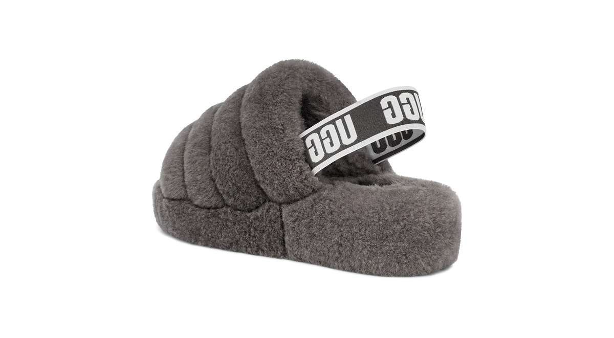 Overkicks - UGG Fluff Yeah Slide Charcoal (Womens) (1095119-CHRC) - detalle suela