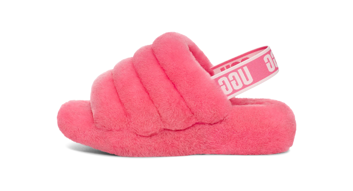 Overkicks - UGG Fluff Yeah Slide Pink Rose (Womens) (1095119-PKRS) - vista lateral