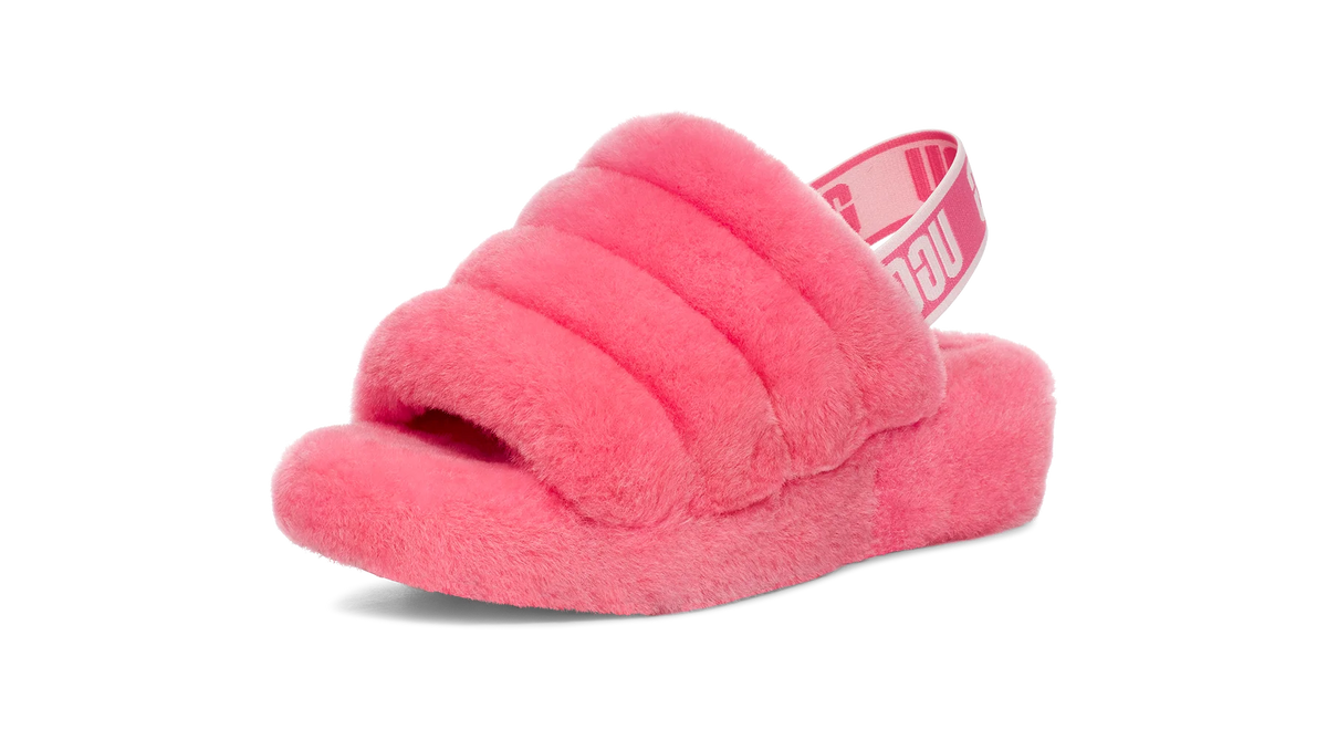 Overkicks - UGG Fluff Yeah Slide Pink Rose (Womens) (1095119-PKRS) - vista trasera