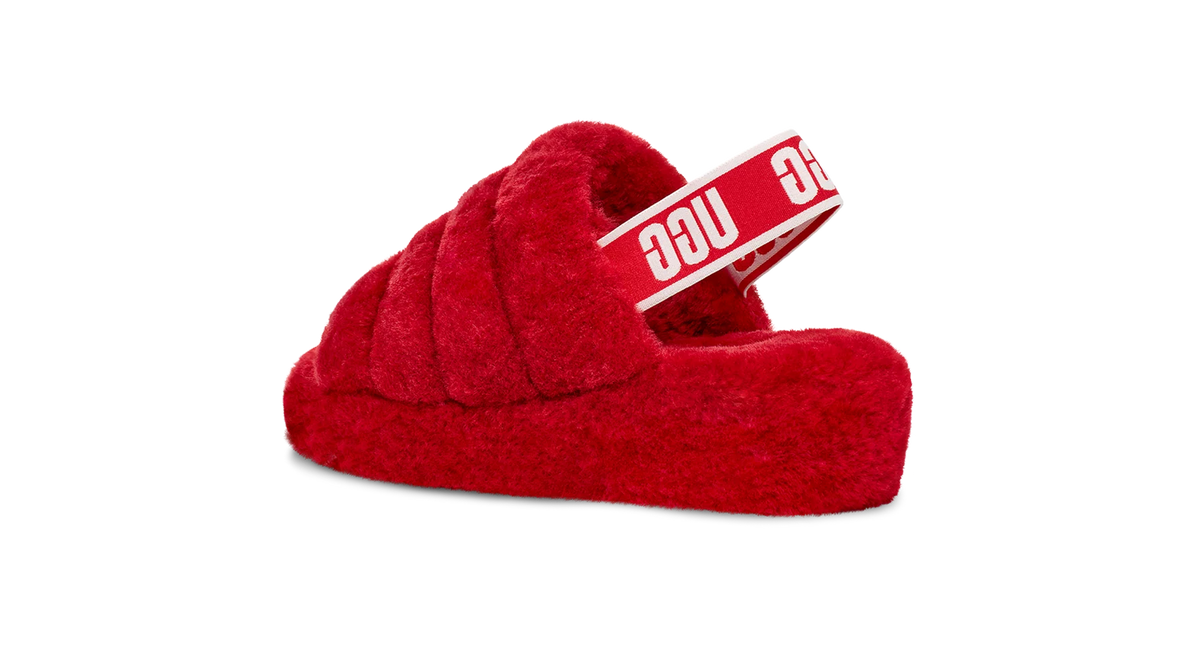 Overkicks - UGG Fluff Yeah Slide Ribbon Red (Womens) (1095119-RBRD) - detalle suela