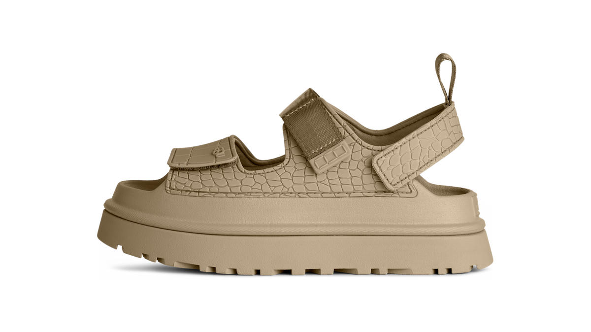 Overkicks - UGG GoldenGlow Embossed Sandal Mustard Seed (Womens) (1175311-MDSD) - vista lateral