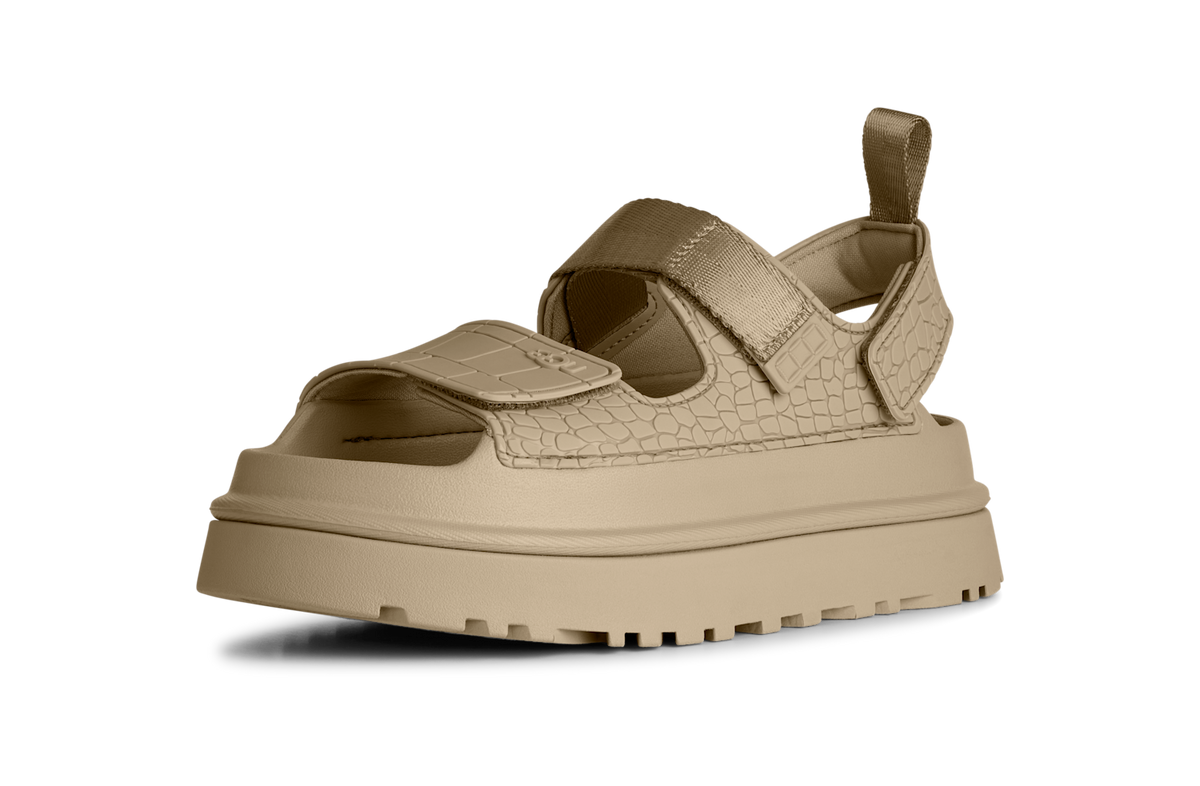 Overkicks - UGG GoldenGlow Embossed Sandal Mustard Seed (Womens) (1175311-MDSD) - vista trasera