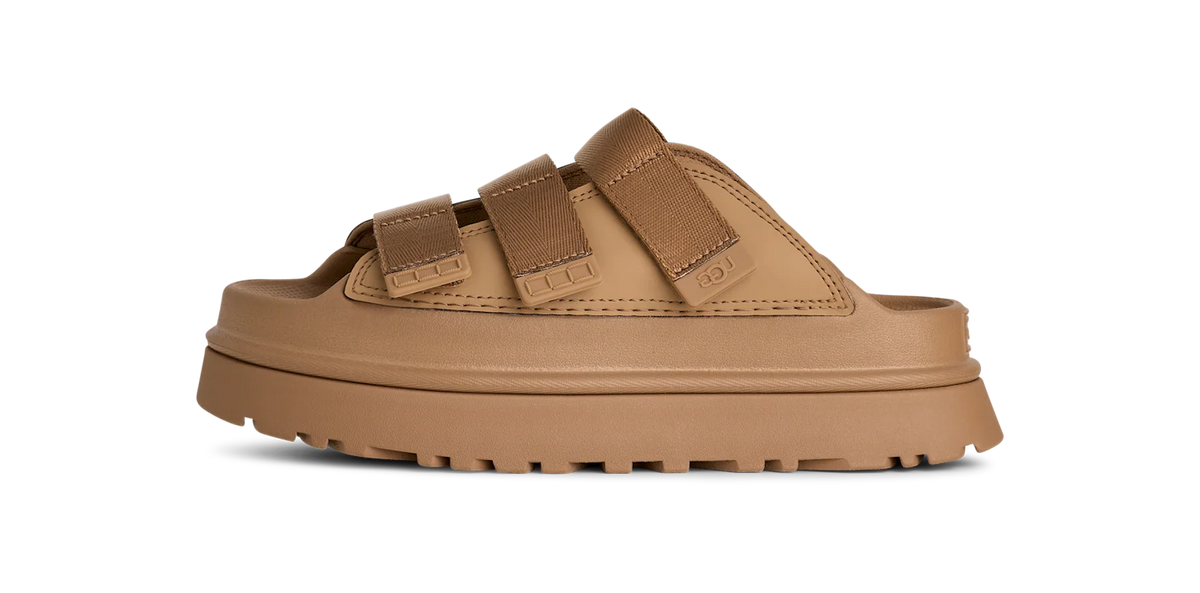 Overkicks - UGG GoldenGlow Slide Dark Sand (Womens) (1167430-DND) - vista lateral