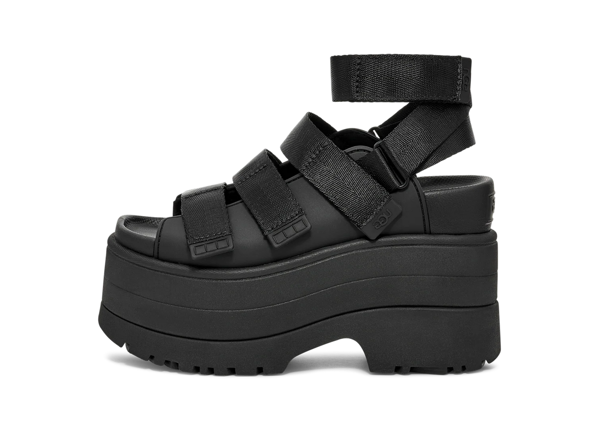 Overkicks - UGG GoldenRise Platform Sandals Black (Womens) (1167431-BLK) - vista lateral
