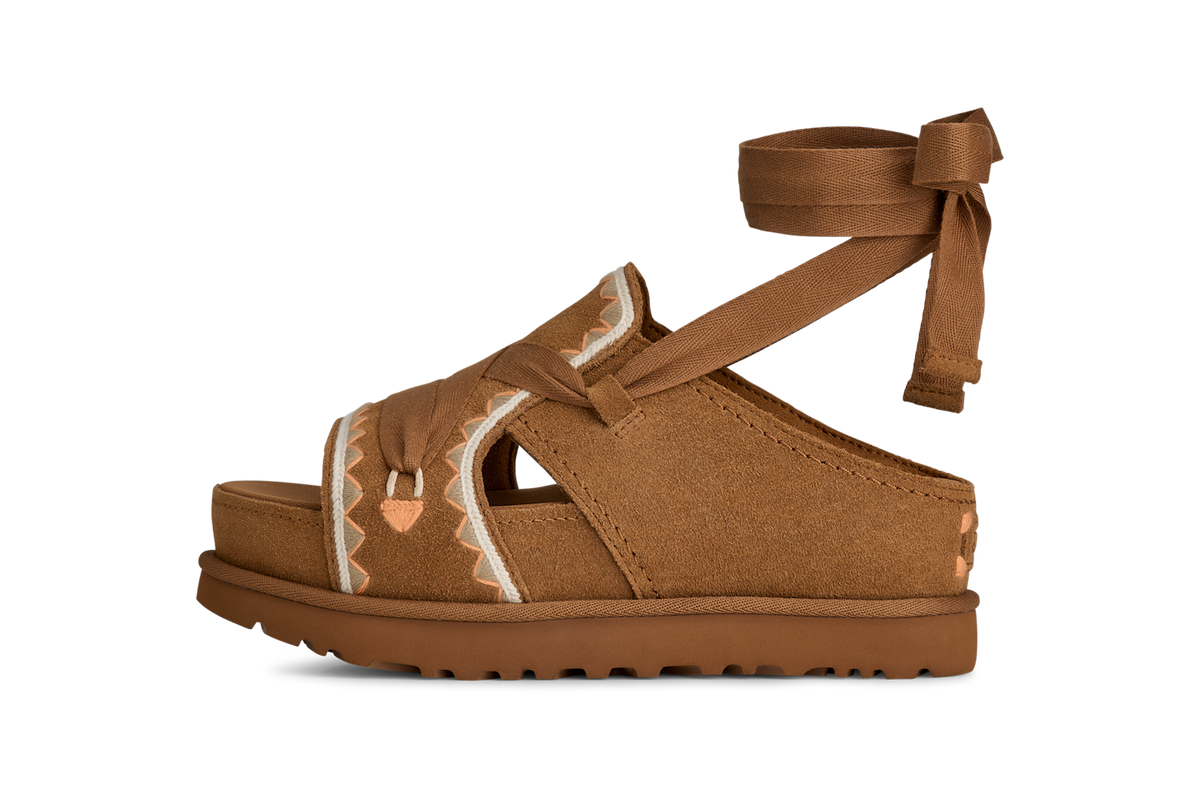 Overkicks - UGG Goldenstar Hi Artistitch Slide Chestnut Multi (Womens) (1175133-CHMU) - vista lateral