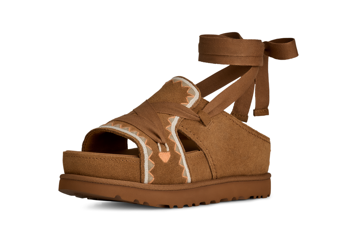 Overkicks - UGG Goldenstar Hi Artistitch Slide Chestnut Multi (Womens) (1175133-CHMU) - vista trasera