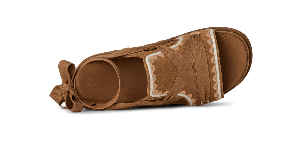 Overkicks - UGG Goldenstar Hi Artistitch Slide Chestnut Multi (Womens) (1175133-CHMU) - detalle talon