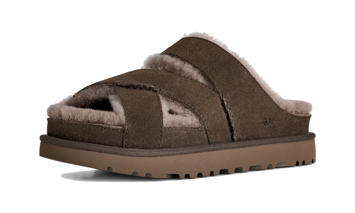 Overkicks - UGG Greenport Cross Strap Slide Dense Smoke (Womens) (1178470-DNSS) - vista trasera