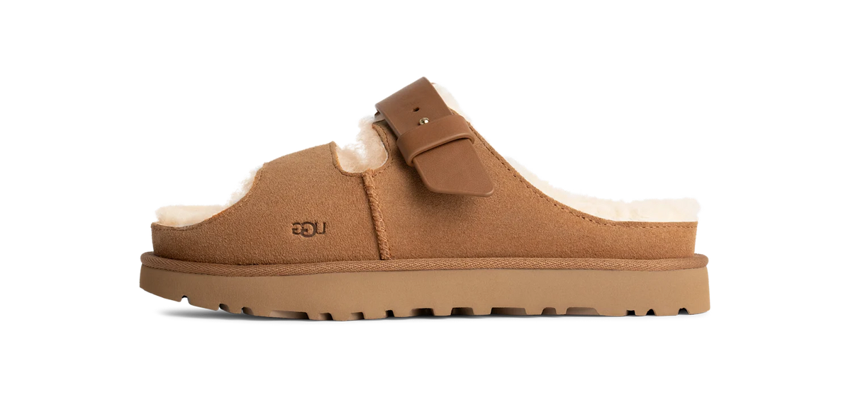 Overkicks - UGG Greenport Strap Slide Chestnut (Womens) (1167611-CHE) - vista lateral
