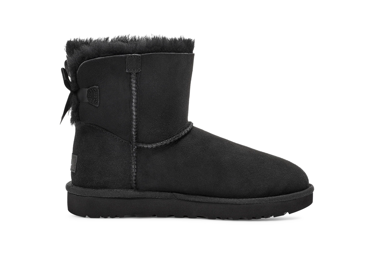 Overkicks - UGG Mini Bailey Bow II Black (Womens) (1016501-BLK) - par completo