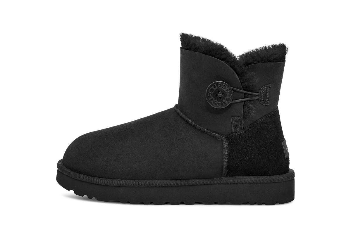 Overkicks - UGG Mini Bailey Button Boot Black (Womens) (1016422-BLK) - vista lateral