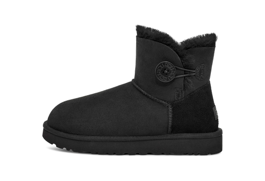 Overkicks - UGG Mini Bailey Button Boot Black (Womens) (1016422-BLK) - vista lateral