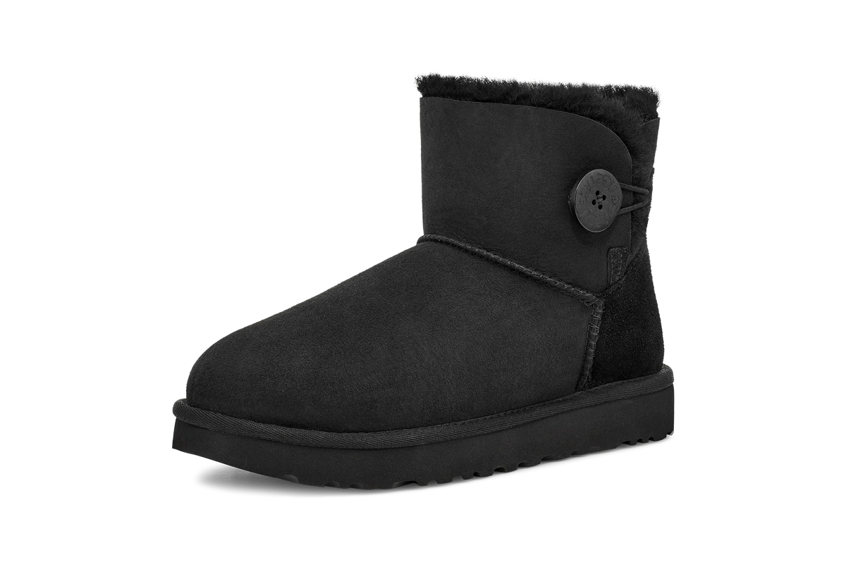 Overkicks - UGG Mini Bailey Button Boot Black (Womens) (1016422-BLK) - vista trasera