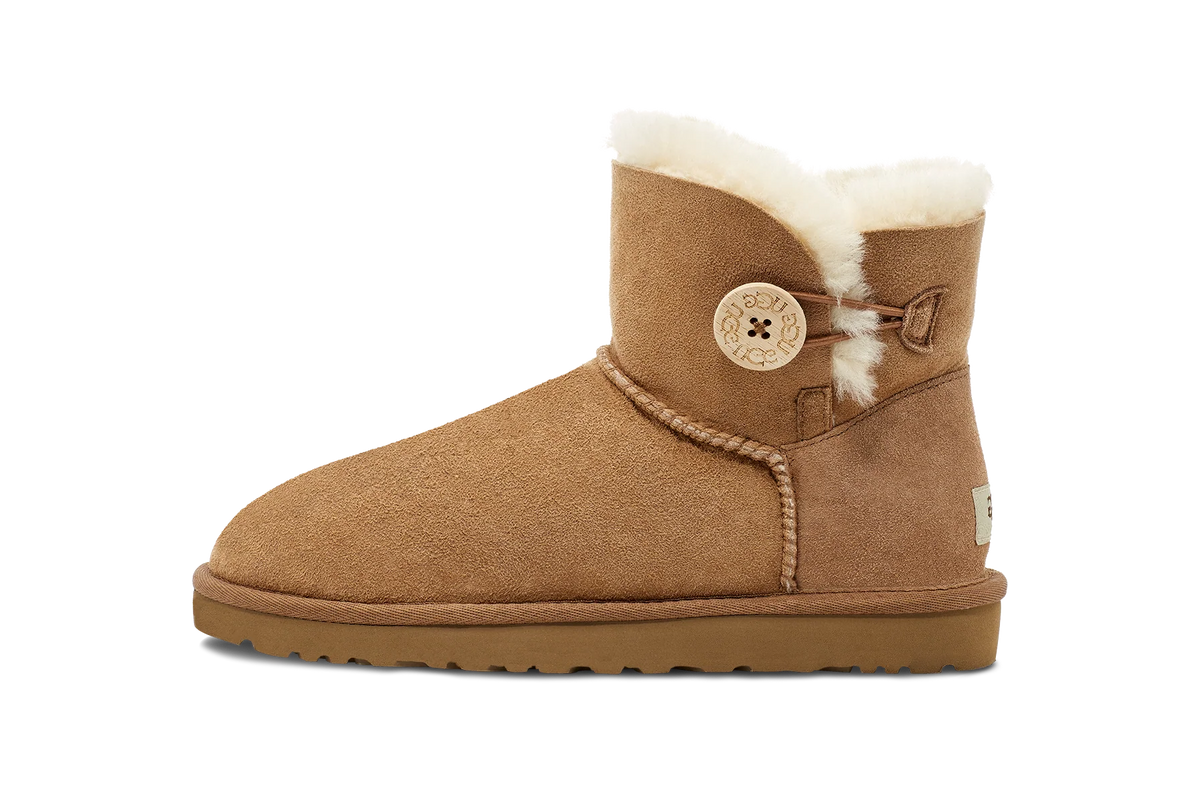 Overkicks - UGG Mini Bailey Button II Chestnut (Womens) (1016422-CHE) - vista lateral