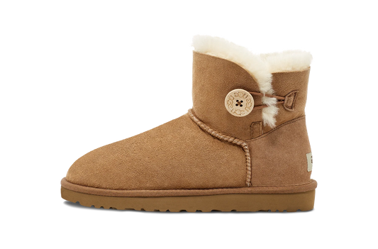 Overkicks - UGG Mini Bailey Button II Chestnut (Womens) (1016422-CHE) - vista lateral