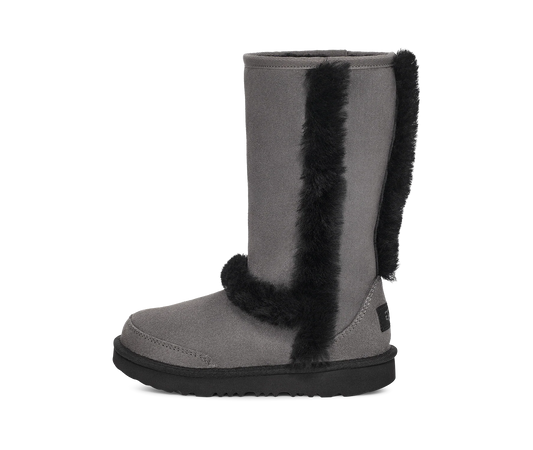 Overkicks - UGG Sunburst Tall Boot Grey Black (Kids) (1143694K-GRB) - vista lateral