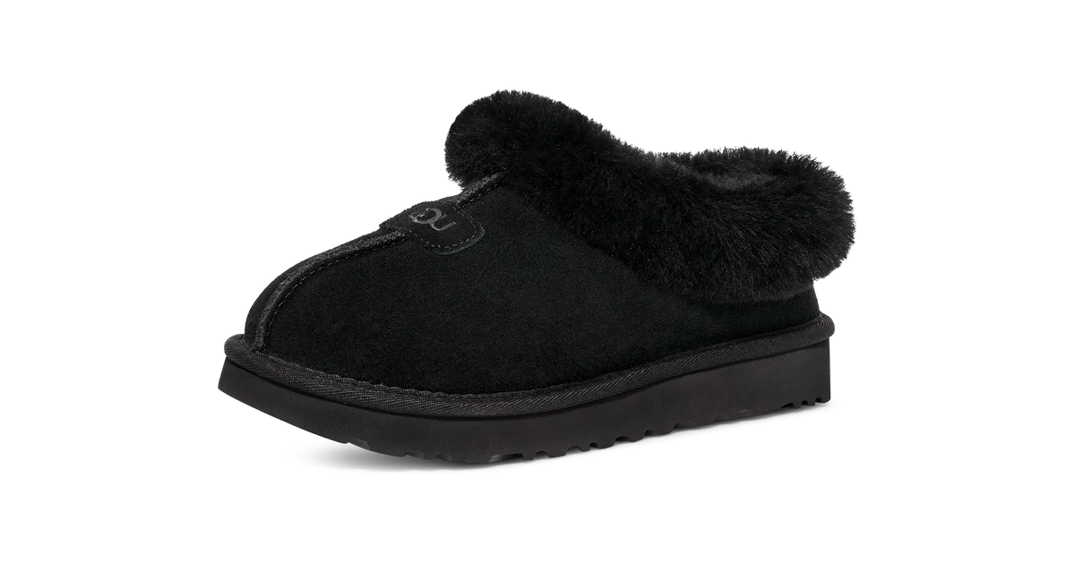 Overkicks - UGG Tazzette Slipper Black (Womens) (1134810-BLK) - vista trasera