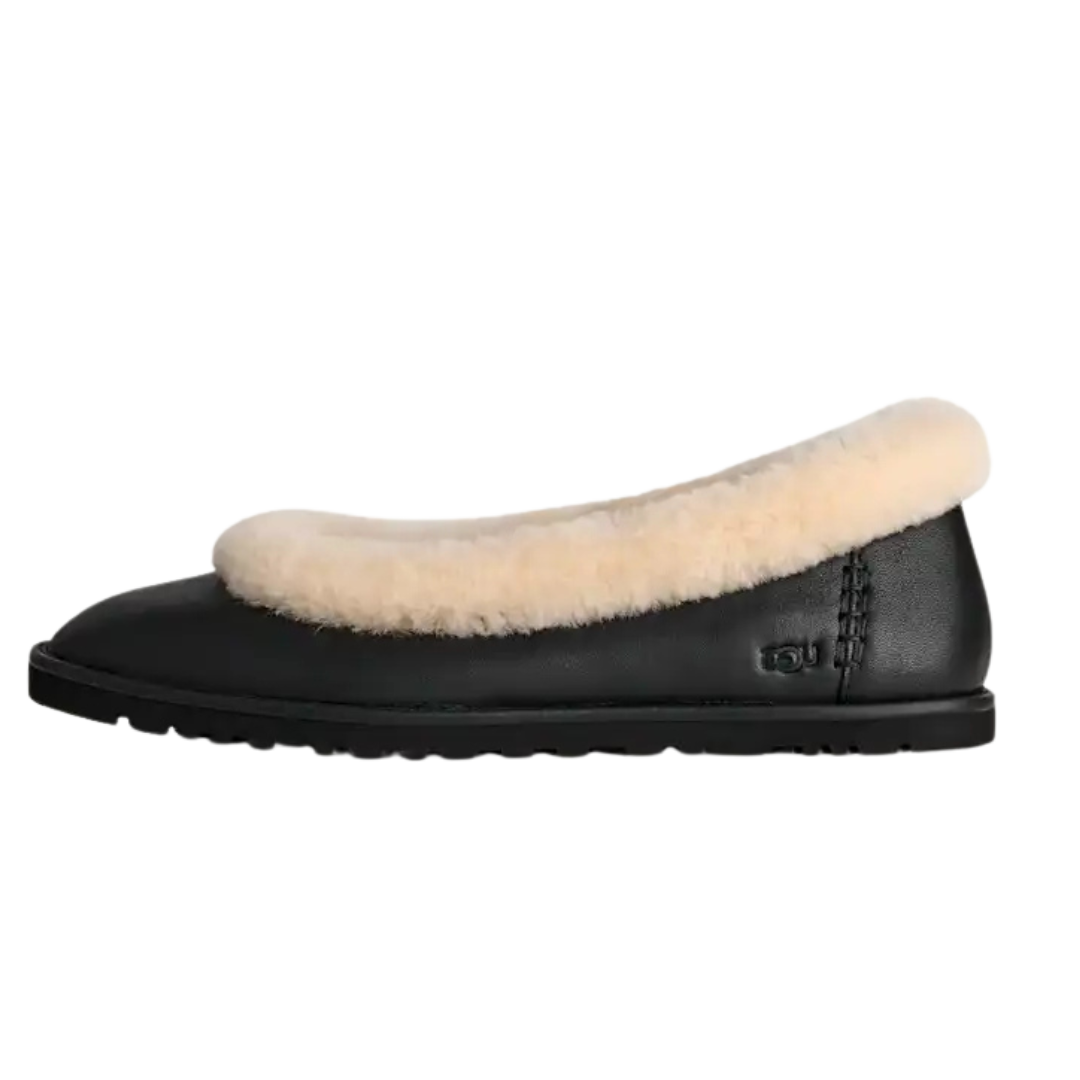 Overkicks - UGG Zora Leather Ballet Flat Black (Women's) (1178450-BLK) - vista lateral