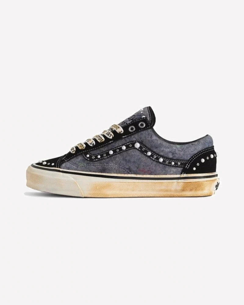 Overkicks - Vans OTW Old Skool Reissue 36 Satoshi Nakamoto Pearlized Speckled Moving Blanket Grey (VN000DC0FNG) - vista lateral