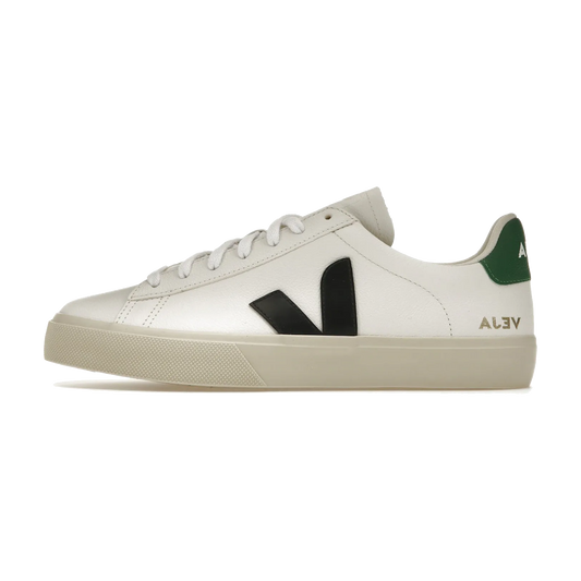 Overkicks - Veja Campo Chromefree Leather White Black Emeraude (CP0503155) - vista lateral