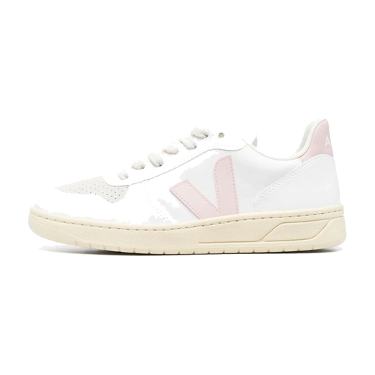 Overkicks - Veja V-12 Leather White Pink (Women's) (VX0703131) - vista lateral