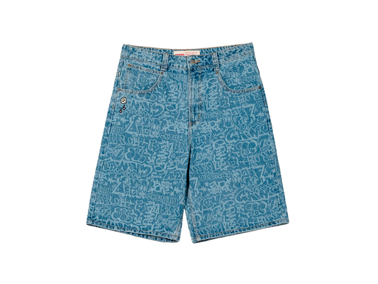 Pantalón Corto Stardust All Over Laser Baggy Washed Dark Blue