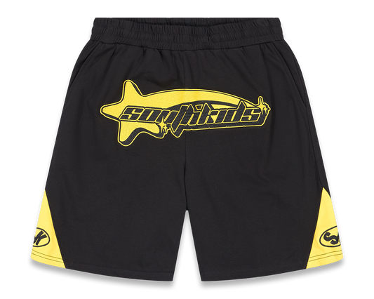 Star Tracksuit Black & Yellow Shorts