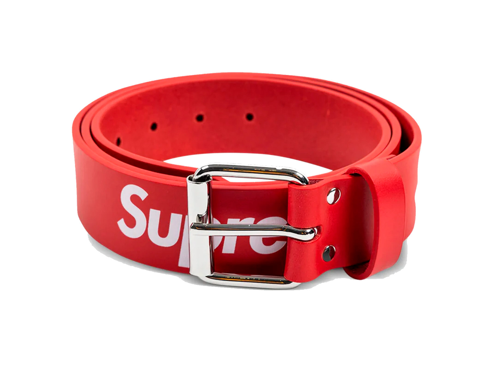 Supreme Repeat Leather Belt Red