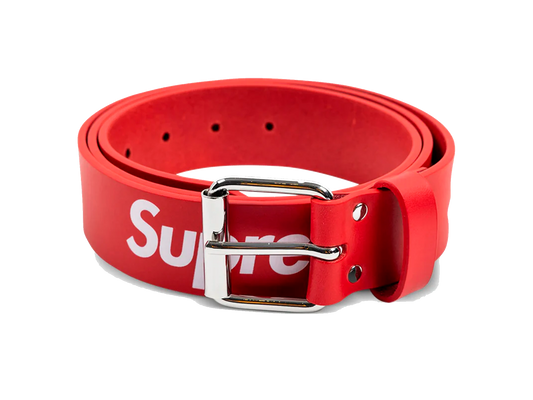 Supreme Repeat Leather Belt Red