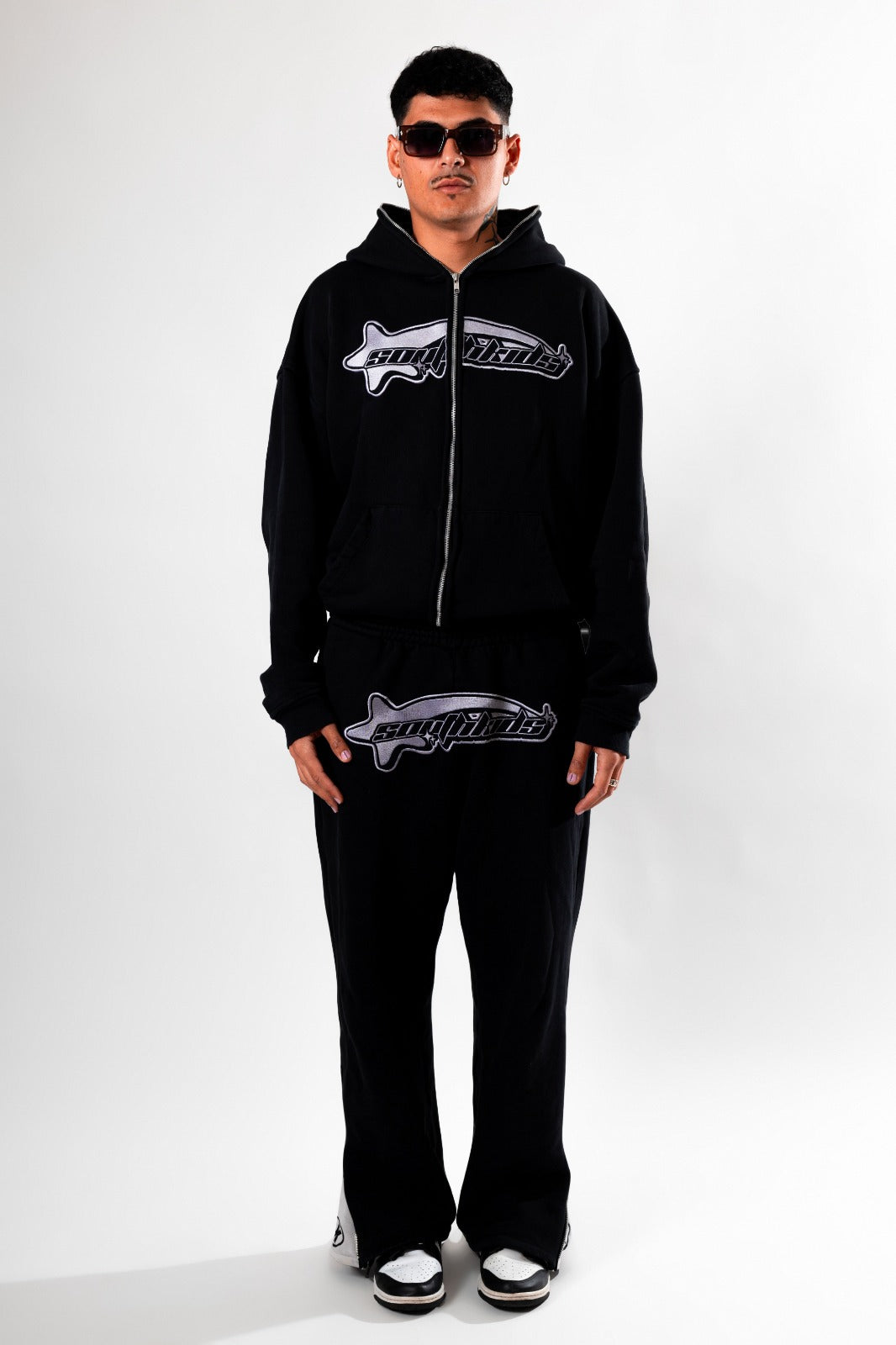 Luxury Star Black White Zip Up Hoodie