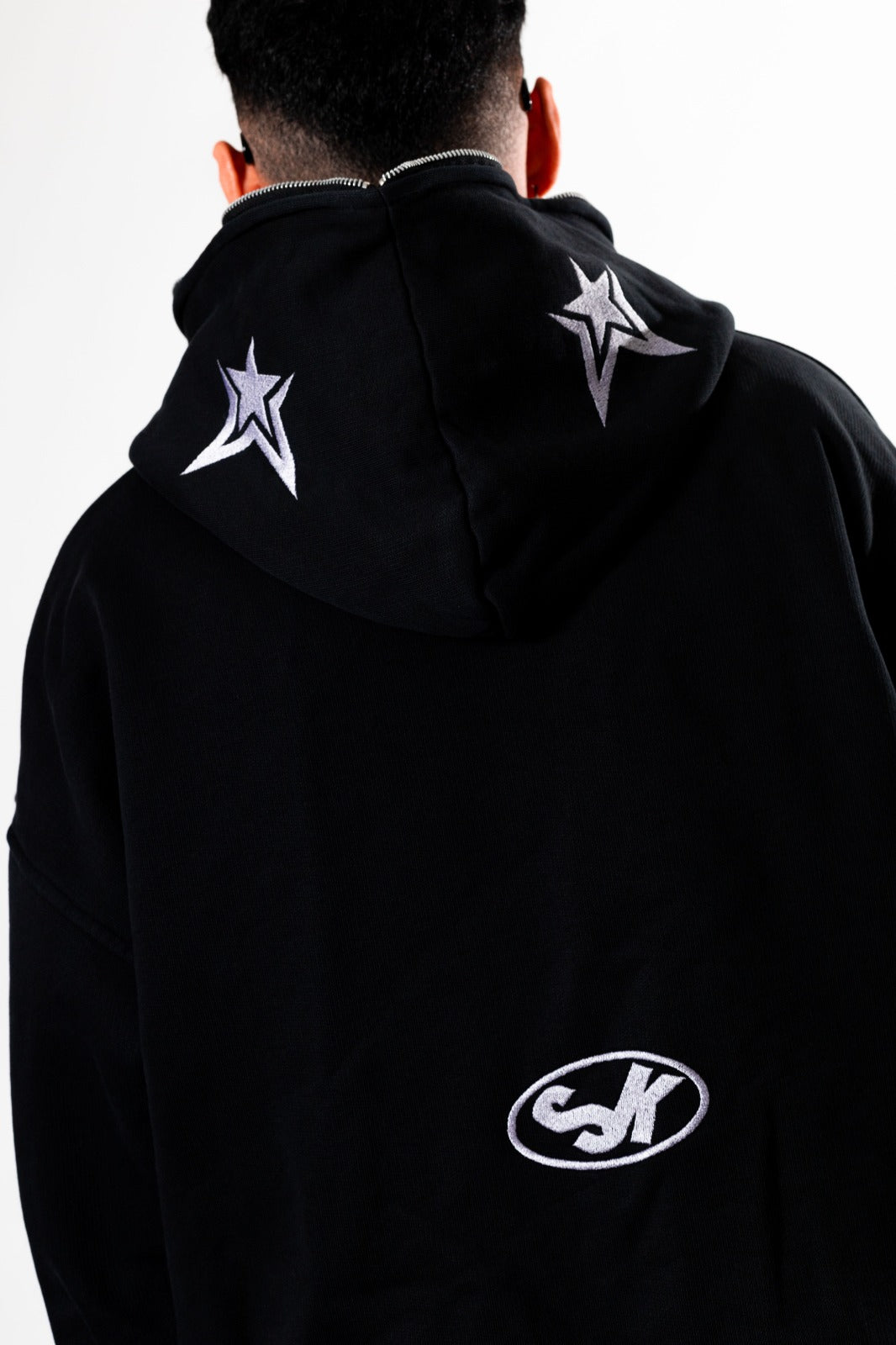 Luxury Star Black White Zip Up Hoodie