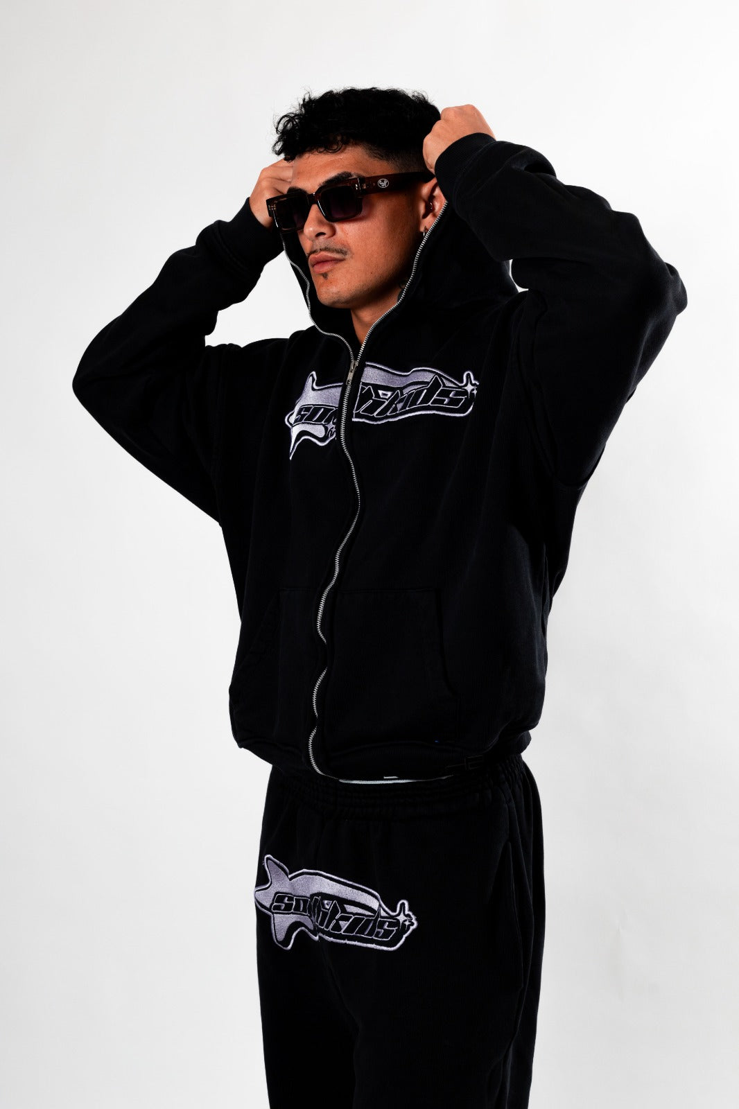 Luxury Star Black White Zip Up Hoodie