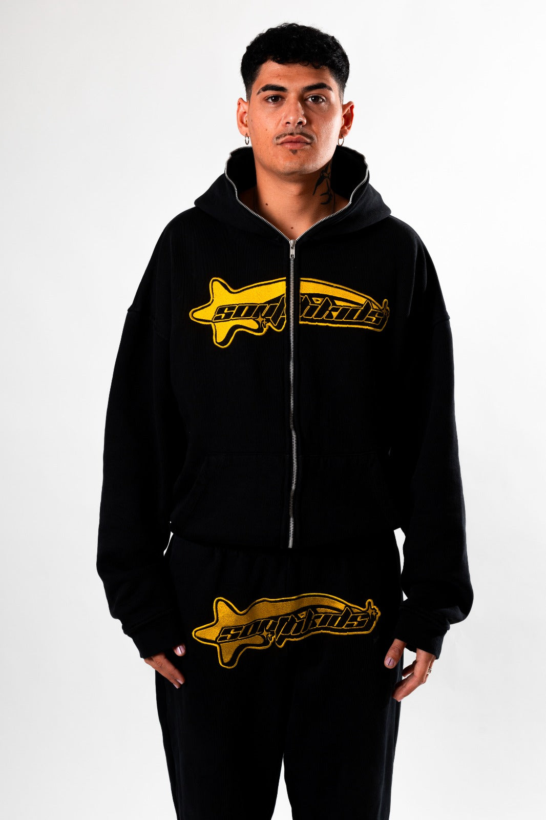Luxury Star Black Yellow Zip Up Hoodie