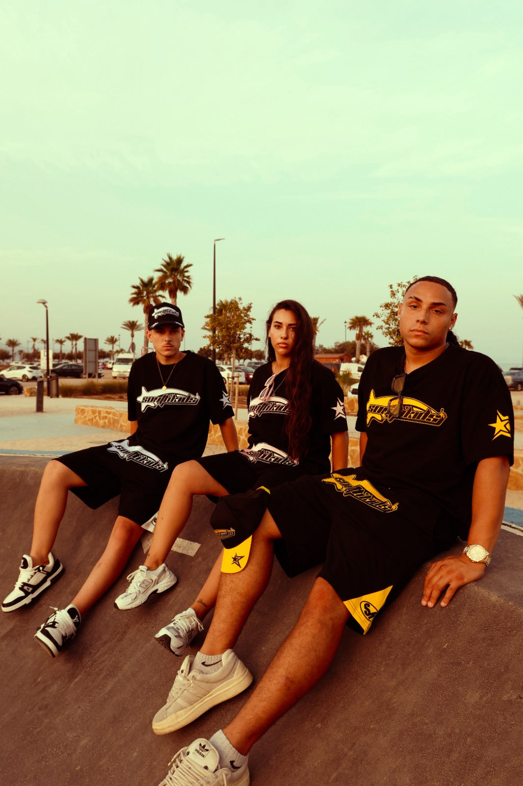 Star Tracksuit Black & Yellow Shorts