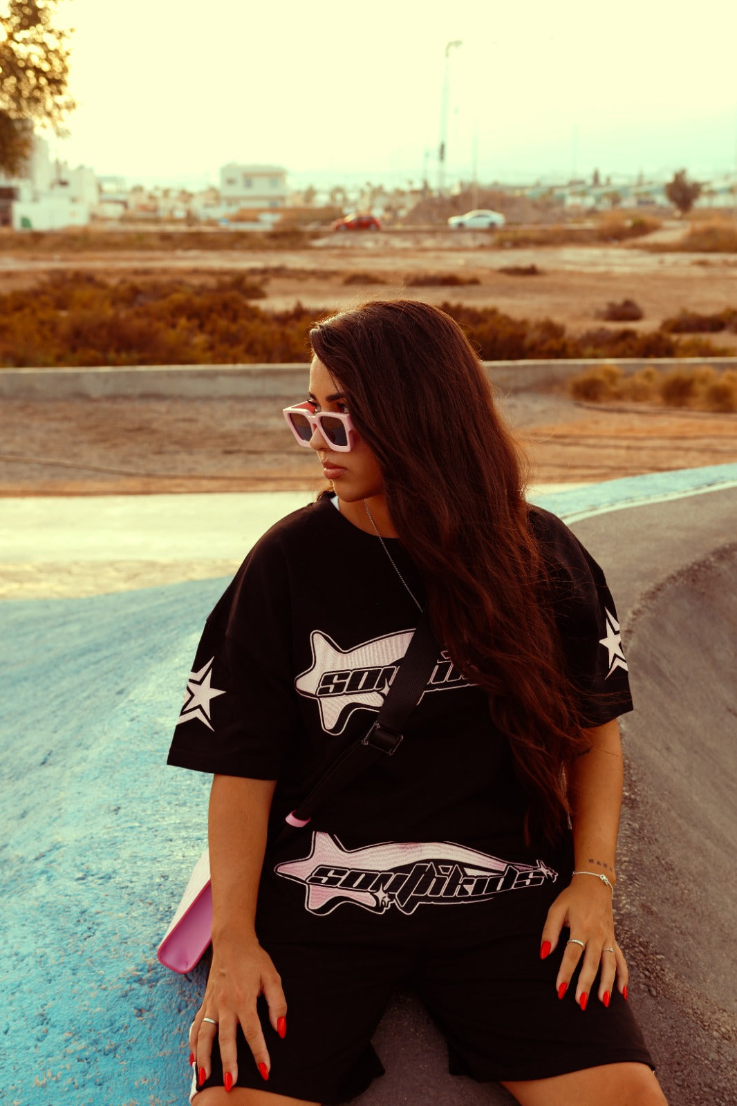 Star Tracksuit Black & Pink Shorts