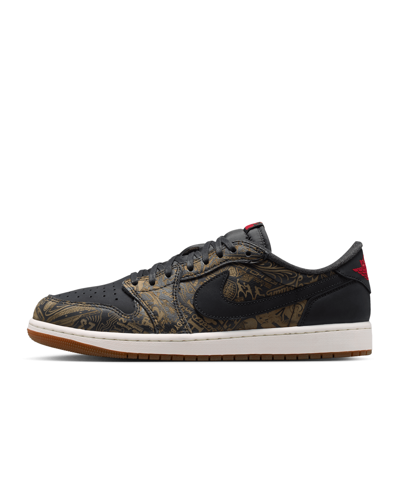 Jordan 1 Retro Low OG Laser Black University Red - vista lateral