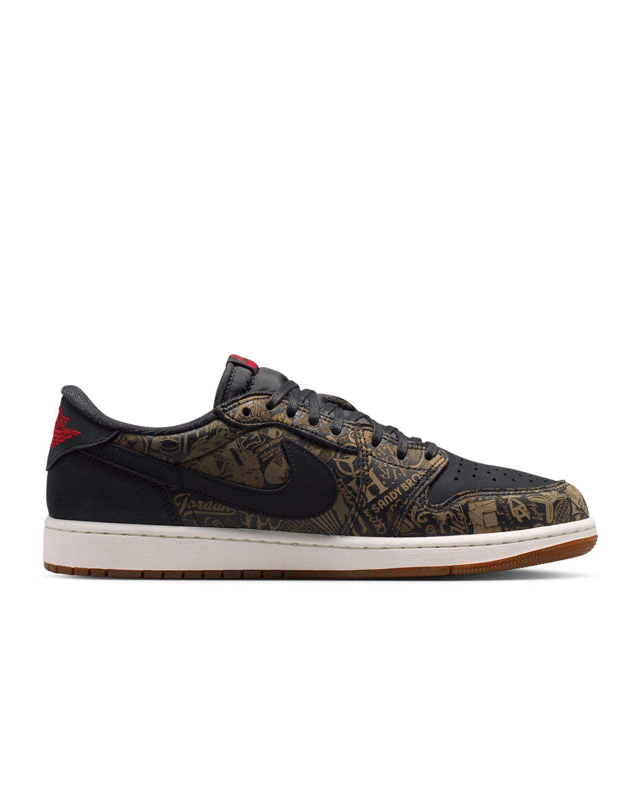 Jordan 1 Retro Low OG Laser Black University Red - vista lateral interior