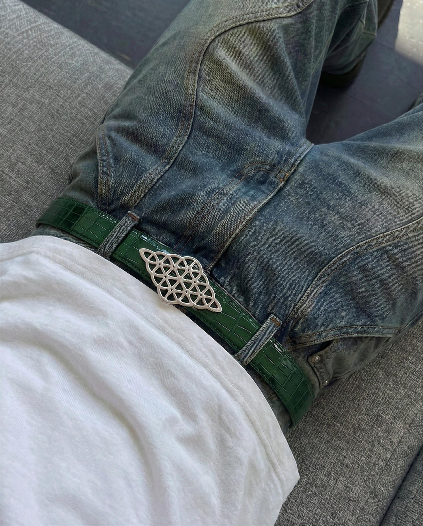 Rhombus Belt Croc Green