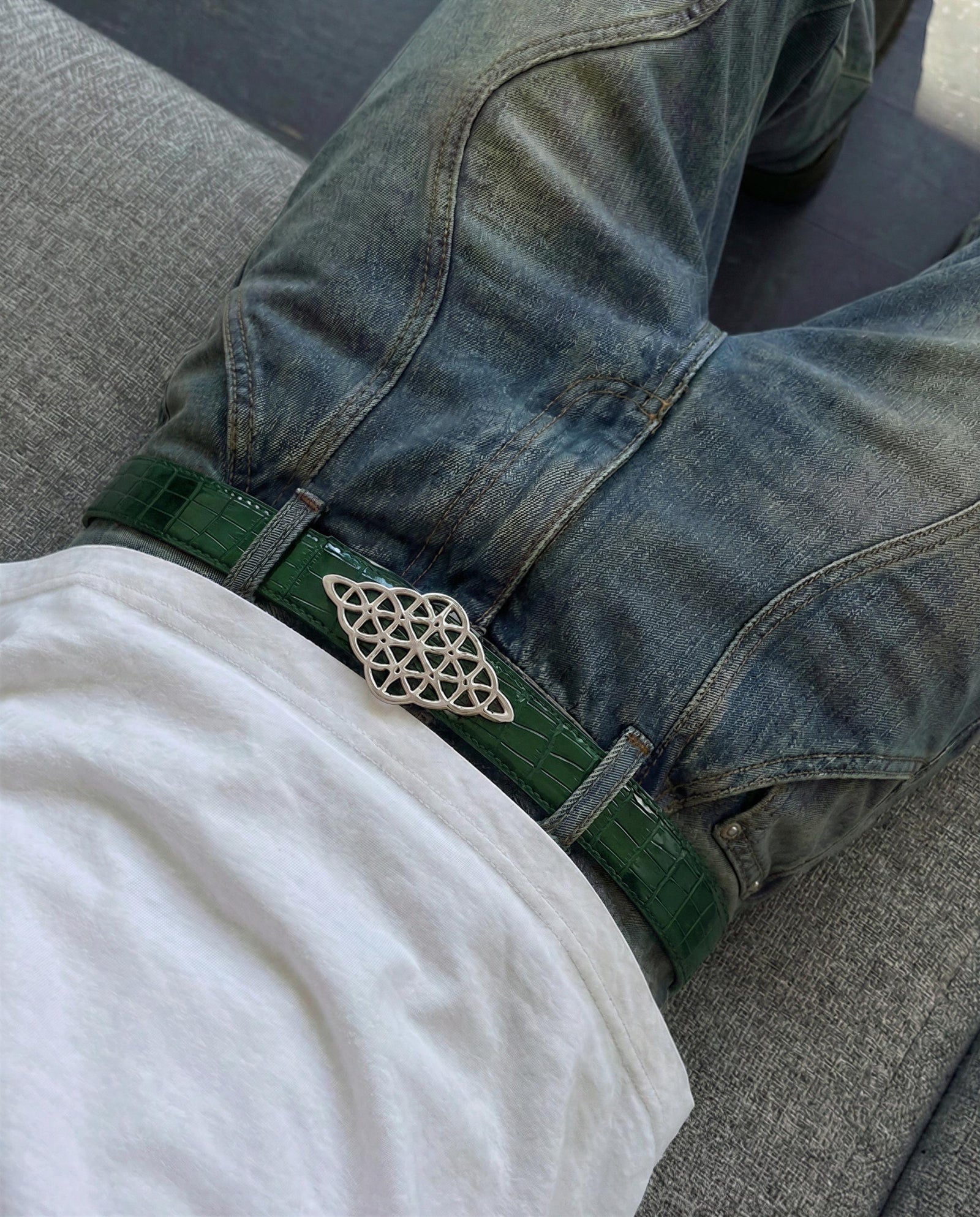 Rhombus Belt Croc Green