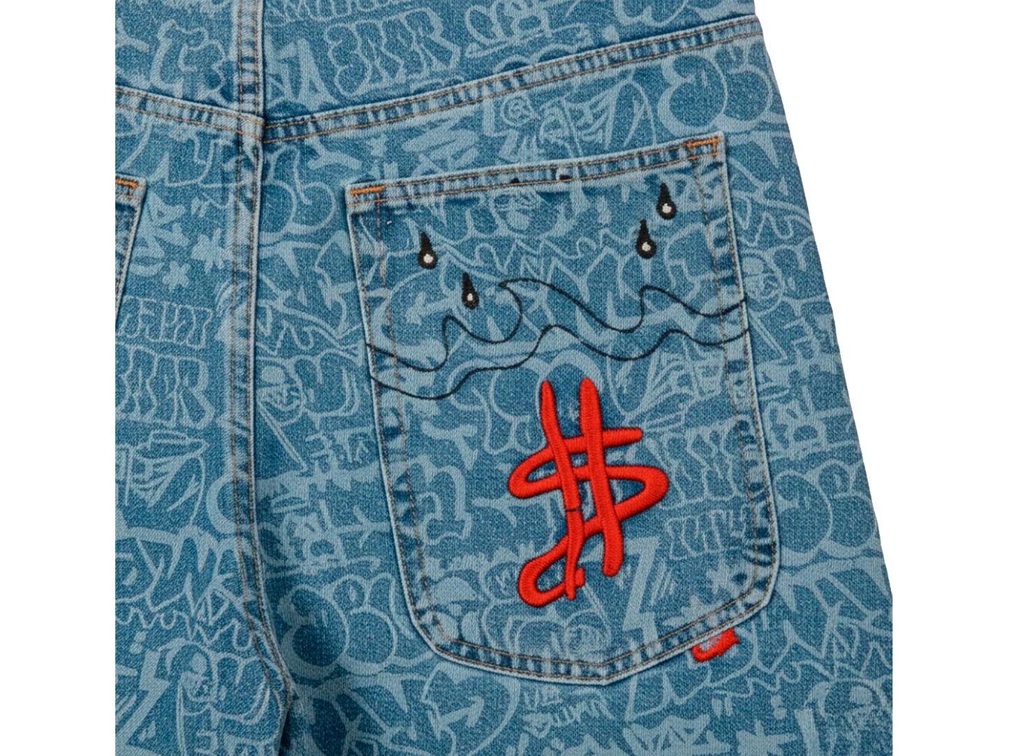 Pantalón Corto Stardust All Over Laser Baggy Washed Dark Blue