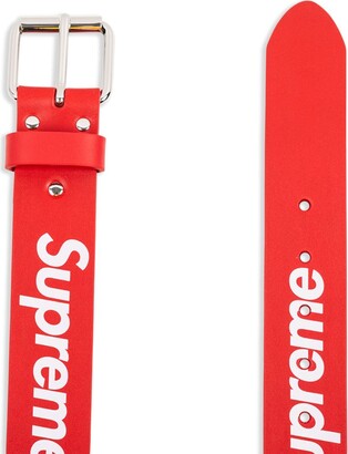 Supreme Repeat Leather Belt Red