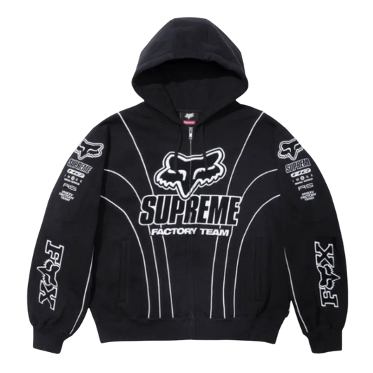 Supreme Fox Racing Zip Up Hooded Sweatshirt Black