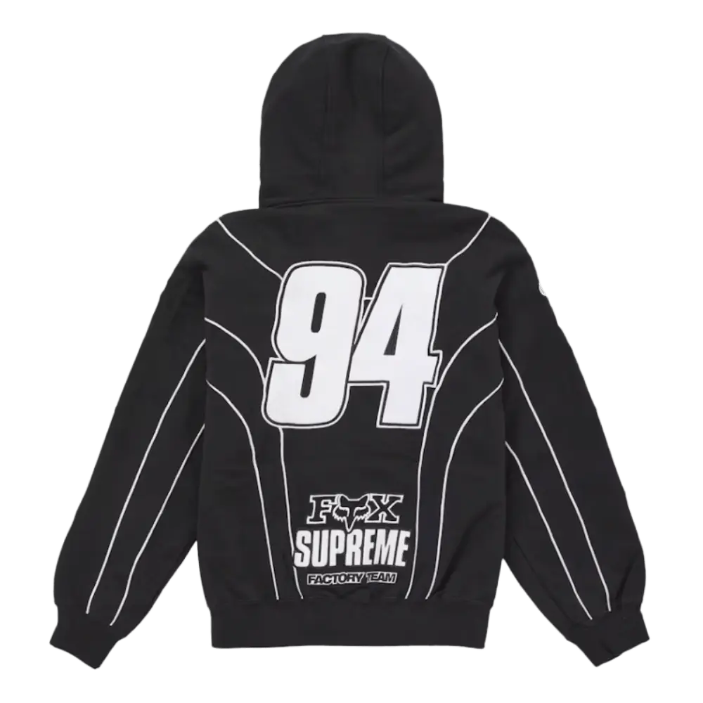 Supreme Fox Racing Zip Up Hooded Sweatshirt Black